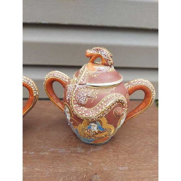 Large Vintage Kutani Satsuma Dragon Ware Sugar & Creamer - Picture 6 of 8